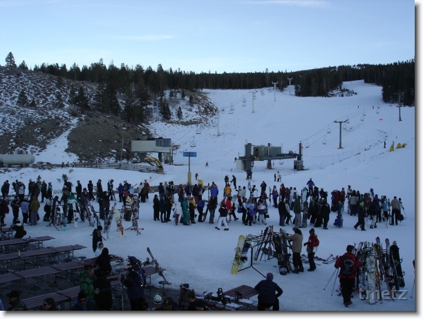 June Mountain, line for Chair #1 at 4pm.